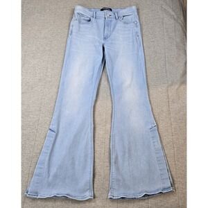 Express Women's Slit Bell Flare High Rise Stretch Light Wash Denim Jeans Size 10